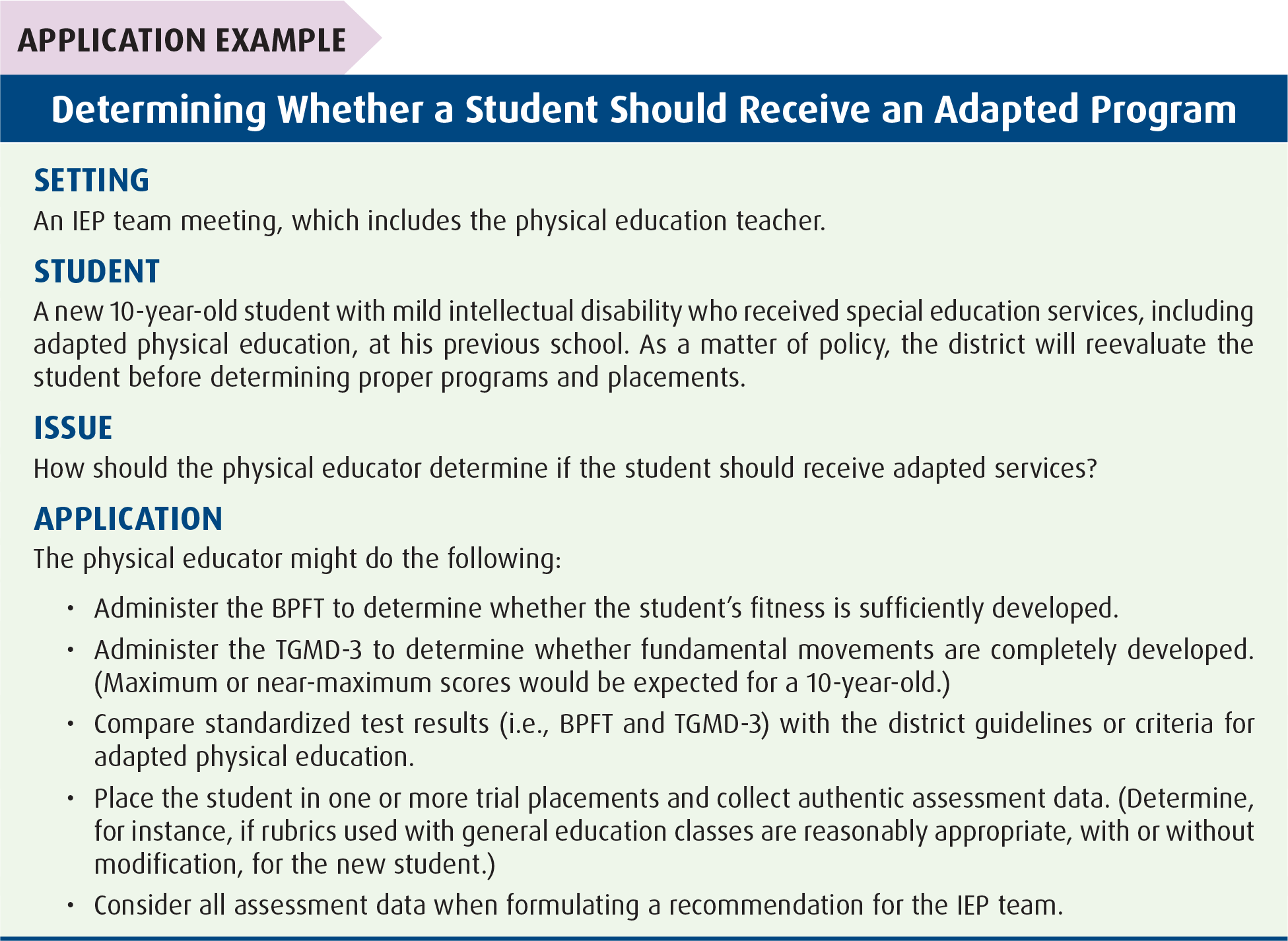 Application Example: Determining Whether a Student Should Receive an Adapted Program